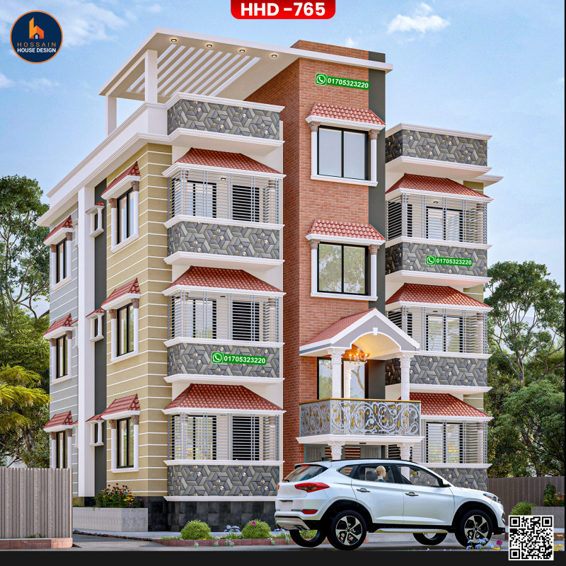 HHD765 – 3 Storied House Design in Narayanganj | Modern RCC Residential Building Plan in Bangladesh