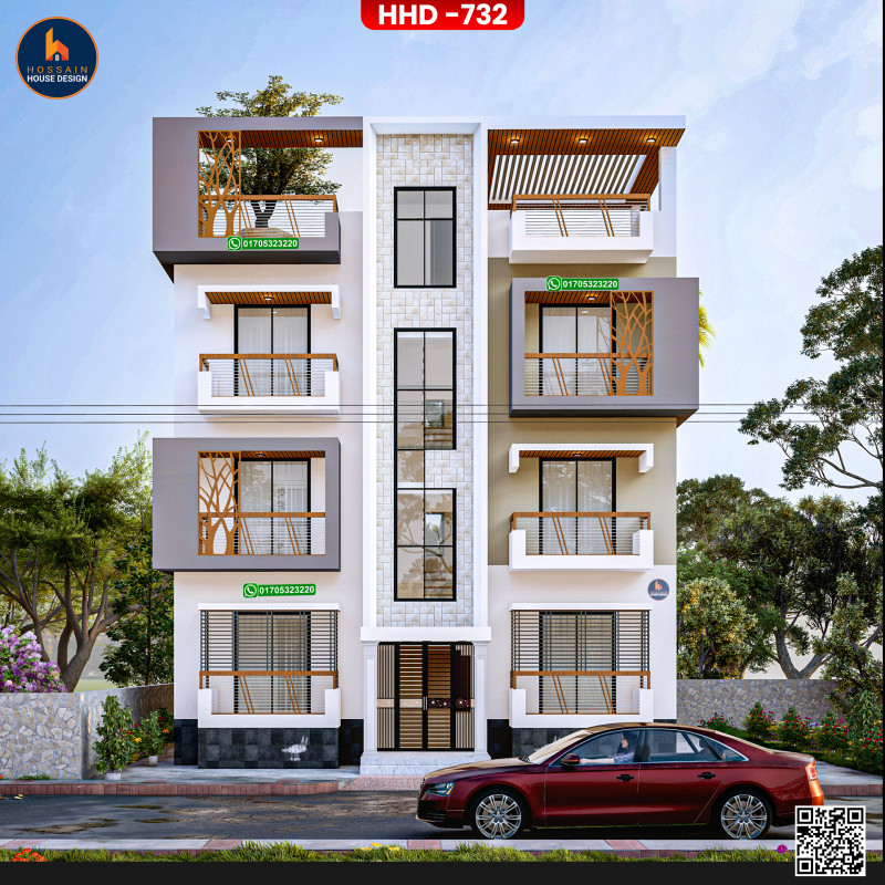 HHD732 | Three-Story House Design in Nawabganj, Dhaka
