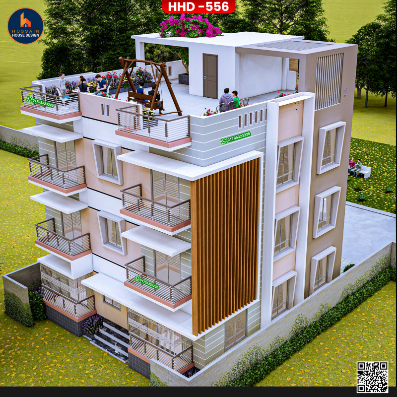 HHD556 | 3 Storied House Design in Nabiganj, Habiganj