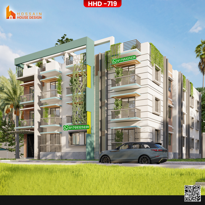 HHD719 – Triplex House Design in Jamalpur | Contemporary 3 Storied Multi-Family Home Plan in Bangladesh