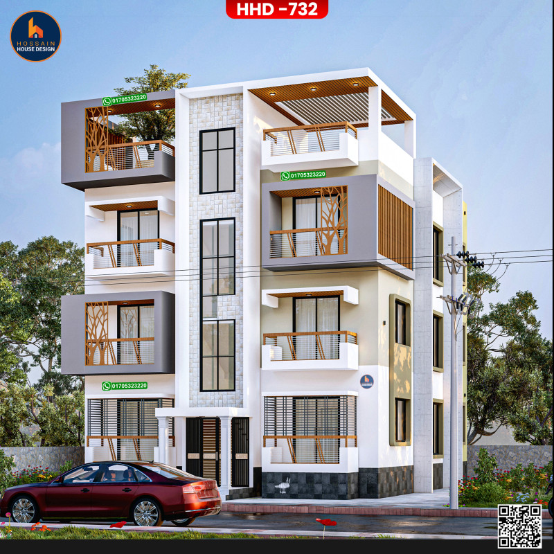 HHD632 – 3 Storied House Design in Nawabganj, Dhaka | Modern RCC Residential Building Plan in Bangladesh