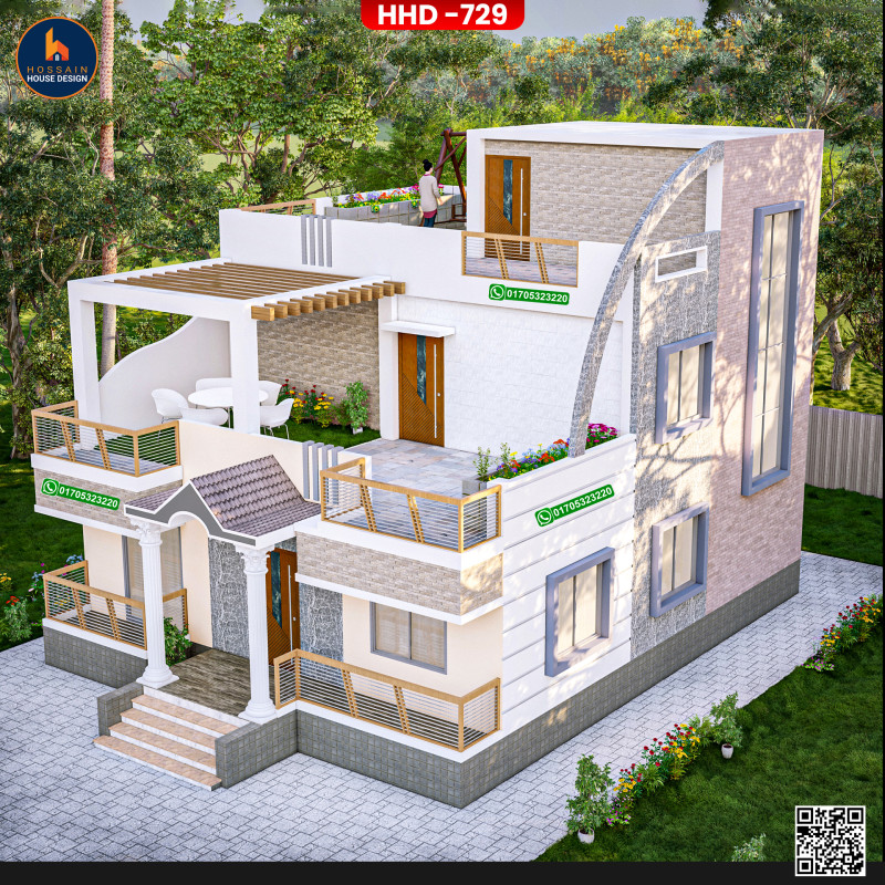 HHD 729 – 2 Storied House Design in Dhunat, Bogura | RCC Duplex Home ...